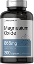 Horbäach Magnesium Oxide 865 mg 10 mg 12 4; 200 Kapsler 12 4; Non- GMO og Gluten Free Supplement