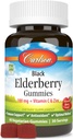 קרלסון - Black Elderberry Gummies, עם ויטמין C & Zinc, Immune Support, 60 חניכיים