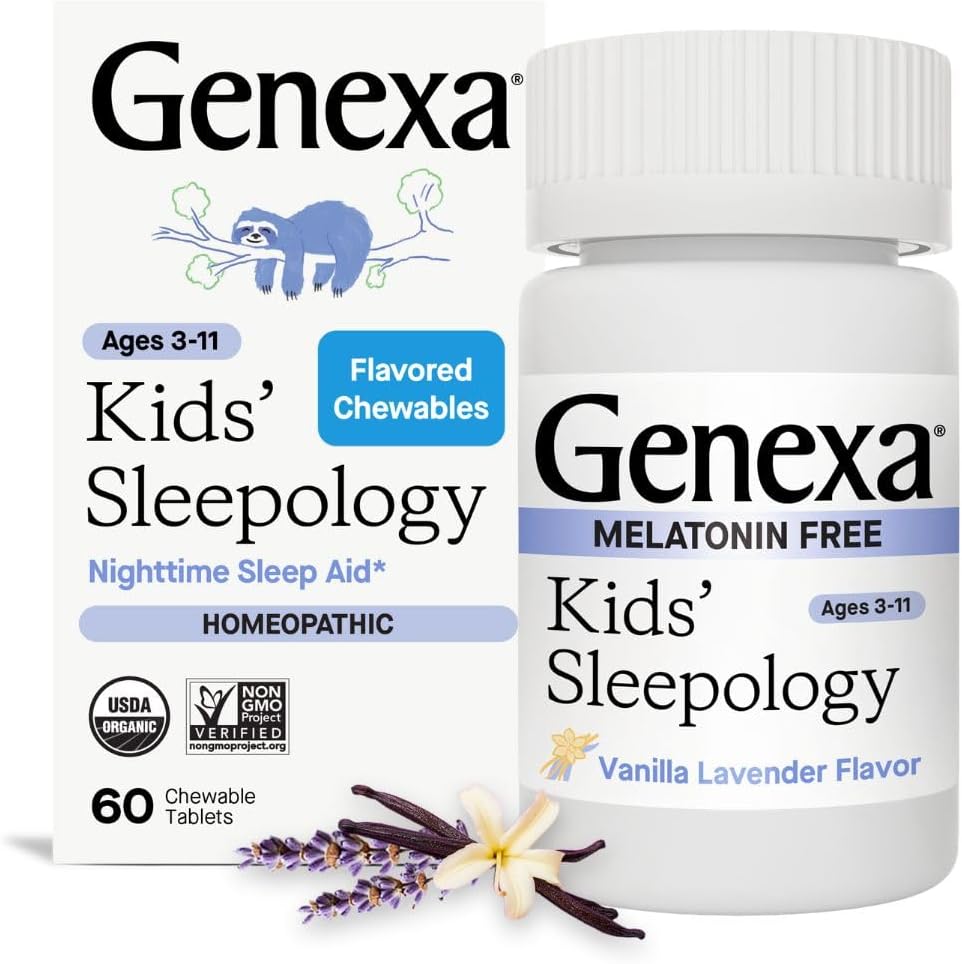 Genexa Sleepology for Children - 60 Tablet CLAS124; Certified Organic & Non- GMO, Melatonin- Free, Lékař Certificated, Homeopatická CLAS124; Sleep Aid for Children