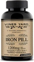 Iron Supplements | Natural Herbal Iron Pills | Organic Sarsaparilla, Dandelion, Burdock Root & Yellowdock Capsules 1200mg | 100 Pack