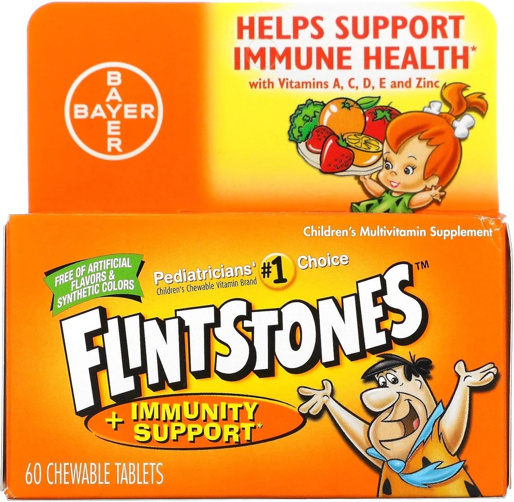 Flintstones Kaubare Kinder Vitamine mit Immununterstützung*, Multivitamin für Kinder und Kleinkinder mit Vitamin C & mehr, 60ct