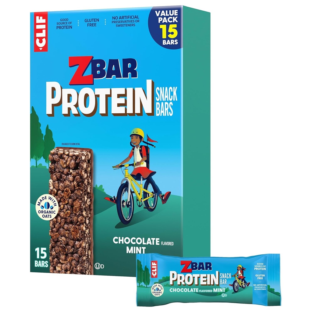 Zbar Protein - Chocolate Flavored Menta - Lanches Crispy - Feito com aveia orgânica - Não-GMO - 5g Protein - Gluten Free Protein Bars (15 Pack)