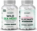 Orgânicos Oceano Mar Selvagem Moss Cápsulas e Puro Magnésio Glicinato com Zinco - 100% Irish Sea Moss e Quelated Magnésio Suplemento para Mulheres e Homens - Tiróide, Cães Músculos e Apoio ao Sono