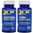 NATURAL STACKS Serotonin & GABA Brain Food Bundle - Supports a Positive Mood & Calmness* - 120 Total Capsules