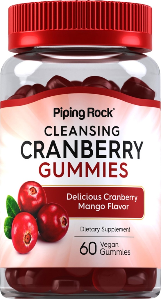 Piping Rock Cranberry Gummies | 60 Count | Cleansing Supplement for Women and Men | Cranberry Mango Flavor | Vegan, Non-GMO, Gluten Free