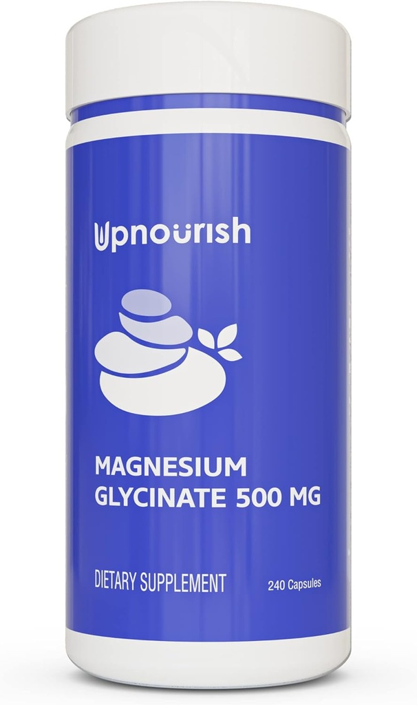 UpNourish maşın Glycinate Chelate 500mg Kapsül - Yüksək Absorbable Chelated maşın - Sleep & Calm Support, Nervous, Muscle & Bone Health