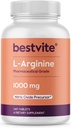 BESTVITE L-Arginine 1000mg per Tablet (240 Tablets) — Pharmaceutical Grade – Contains 20% More Pure Arginine Compared to Arginine HCl – Nitric Oxide Precursor*