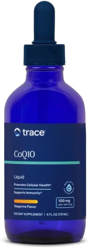 Trace Minerals Liquid CoQ10 100 mg - Suplemento líquido para apoiar a función de saúde celular e sistema inmunitario - Suplemento de enerxía celular con coenzima Q10 e mineral traza iónico - 4 fl oz (24 porcións)