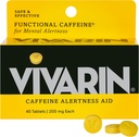 Vivarin, koffeinpiller, 200 mg koffein per dos, säkert och effektivt hjälper dig att hålla dig vaken, ingen socker, kalorier eller dolda ingredienser, energiförsörjning, 40 tabletter