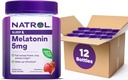 Natrol 5mg Melatonin Gummys, 成人睡眠支持, Melatonin 睡眠补充品, 60 草莓味的Gummys, 30日供应(12包)