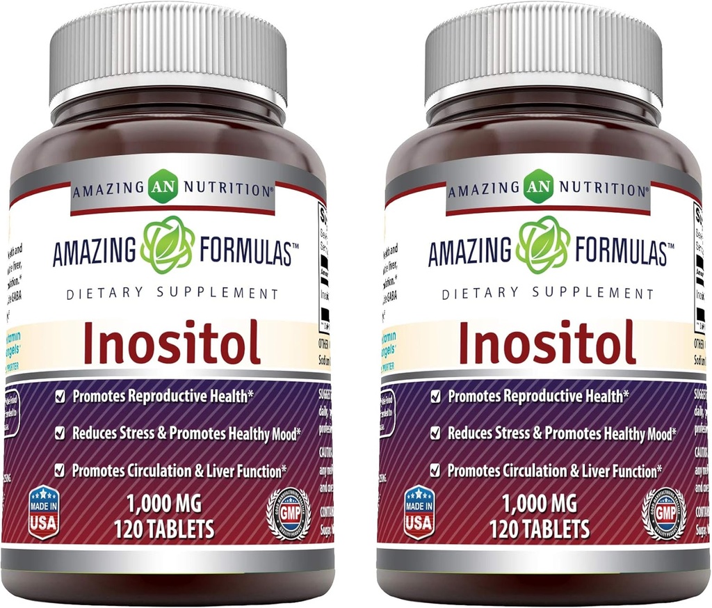 פורמולה מדהימה Inositol 1000 מ"ג תוספי Tablet | Non-GMO Glu |ten-Free | Made in USA (2 Pack, 120 Count)