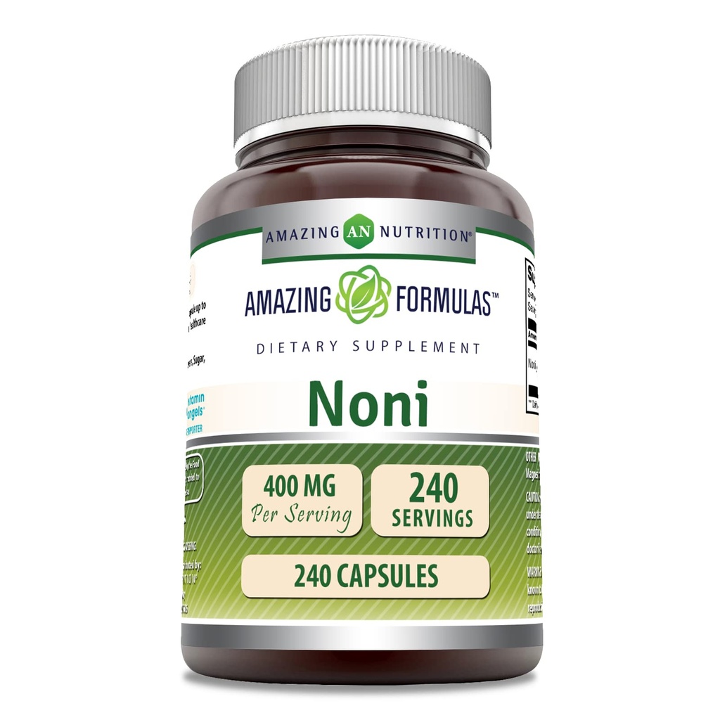Amazing Formulas Noni 400 Mg per Serving | 240 Capsules Supplement | Non-GMO | Gluten Free | Made in USA