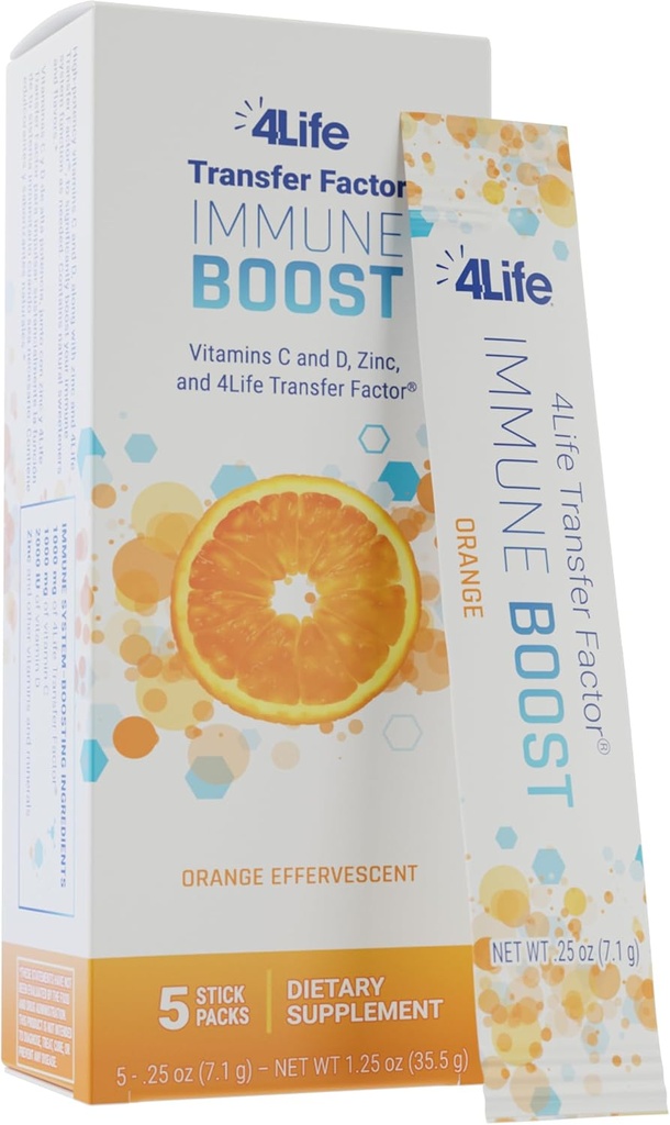 4Life immun boost - széles spektrumú immundefense transzfer faktor, cink, és C-vitamin - 5 por csomagolás