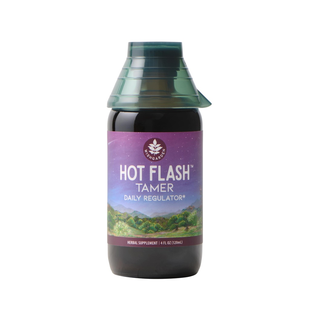 WishGarden Herbs Hot Flash Tamer, Menopause Support Tincture, 4oz | Black Cohosh & Vitex Berry, Night Sweats & Hormone Balance, Gluten-Free, Vegan