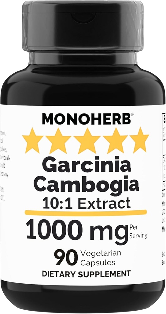 MONOHERB Garcinia Cambogia 1000 mg - 90 Veg kapsulak - Potentzia handia 10:1 Erauzi