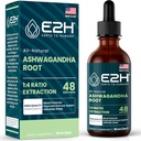 E2H Ashwagandha Liquid Drops - Kaikki luonnolliset Ashwagandha täydentää stressin lievitys ja mielialaparannusaine- Organic Ashwagandha juuriuute Tehokas Cortisol Manager 