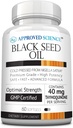 Godkänd Science Black Seed Oil - Cold Pressed Nigella Sativa - Boost Immunity, Respiratory, Cognitive och Digestive Health - 2% Thymoquinone - 1 flaska - 60 Softgels - Tillverkad i USA