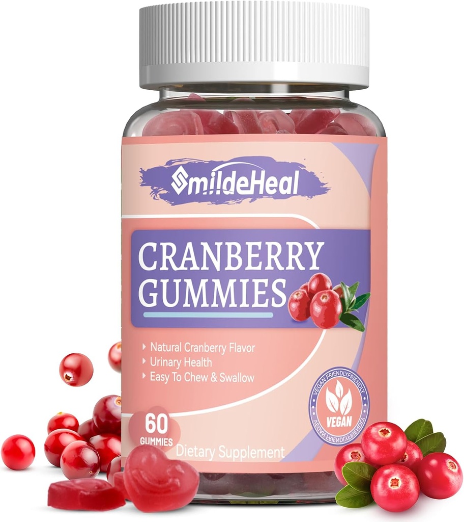 Cranberry Gummies 1000mg, Cranberry Supplementen voor Vrouwen, met D-Mannose 250mg, Womens Probiotic Gummies, Urinary Tract Health, Cranberry Flavor, NO GGO's, 60 Tellen