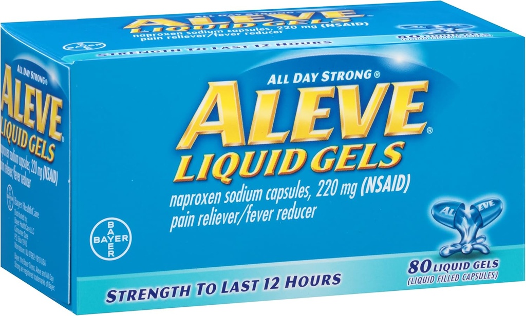 Aleve Liquid Gels with Naproxen Sodium, 220mg (NSAID) Pain Reliever/Fever Reducer, 80 Count (Pack of 2)