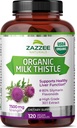 Zazzee USDA Organic Milk Thistle 30:1 uute, 7500 mg vahvuus, 120 Vegaanikapselia, 80% Silymarin Flavonoidia, vakioitu ja tiivistetty 30X uute, 100% kasvissyöjä, kaikki luonnolliset ja muut kuin GMO
