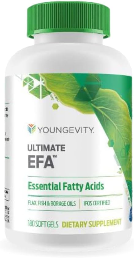 Youngevity Ultimate EFA - Organic Source of Essential Fatty Acids | Omega 3, 6, & 9 | Made from Borage, Flax & Fish Oil | 180 Count (180 Count (Pack of 1))