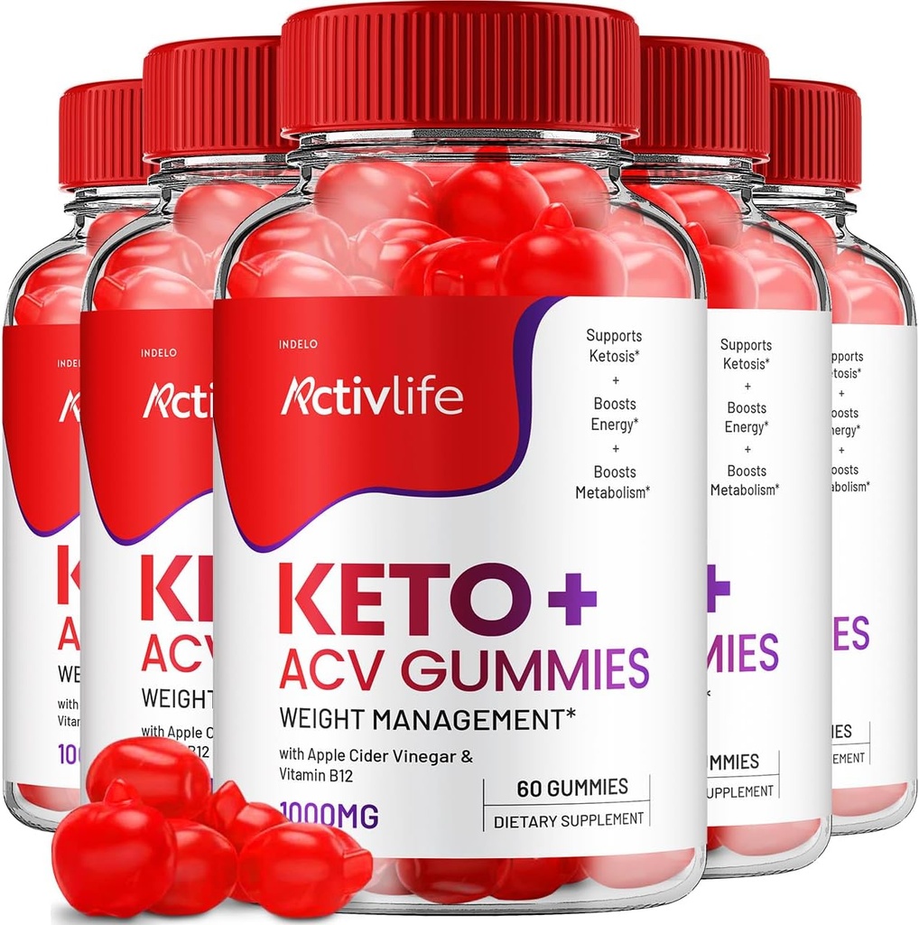 ActivLife Keto ACV Gumies - Active Life Keto Apple Cider Vineval Gumies, ActivLife Keto + ACV Súly Management Gumies ActivLife Advanced 1000mg Formula (5 Pack - 300 Gumies)