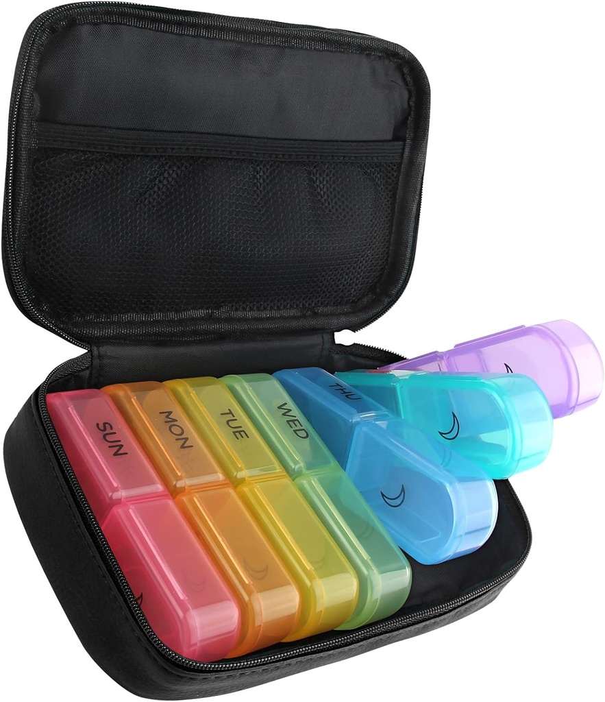 Extra Large Weekly Pill Bag, 2 Times A Day Am Pm Pill Box 7 Днів Pill Case Storage to Hold Вітаміни,дикація,Fish Oil and Supplement (чорний)