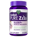 ZzzQuil Pure Zzzs Muscle Relaxation Melatonin Sleep Aid Gummies, Supports Muscle Function, Helps You Fall Asleep Naturally, Fast, Melatonin + Magnesium, No Next-Day Grogginess, Drug-Free, 60ct