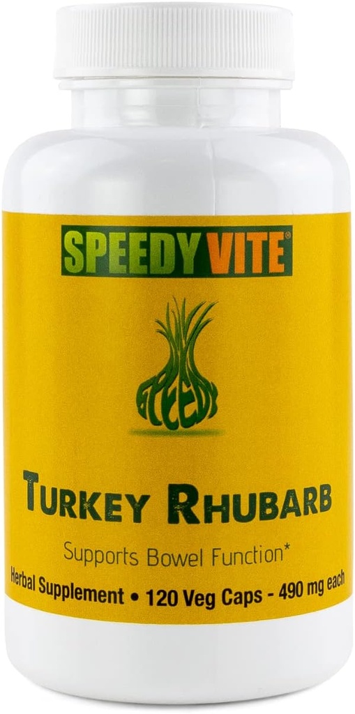 SpeedyVite® Turquia Rhubarb Formula Ahchle Supporten la funció Bowere * Colón Detox i Neteja la fórmula que conté Cacara Sagrana, Senna, Alo Vera, Slappy Elm i més 120 Vieg)