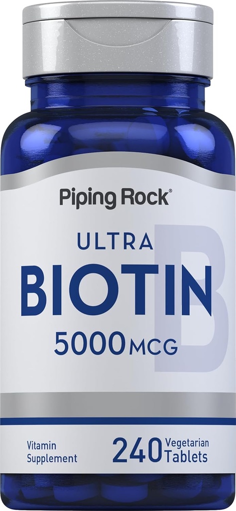 Piping Rock Biotin 5000mcg ← 240 Tablets ← Belleza Vitamina Suplemento Silencio Vegetariano, No GMO, Gluten Gratis