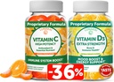 Lunakai Vitamine C et Vitamine D3 Gommies Bundle - 300mg Organique, Non-OGM, Gummy à croquer végétalien - Supplément de soutien aux adultes pour l'immunité, les os et l'humeur