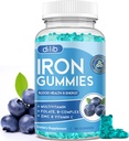 Gummie di ferro con Multivitamin, Supplemento di ferro per le donne e gli uomini con zinco, Vitamina B Complex & C, B12, Folate - Blood Builder & Energy Support per adulti e bambini - Blueberry Flavor, Vegan 60 Gummies