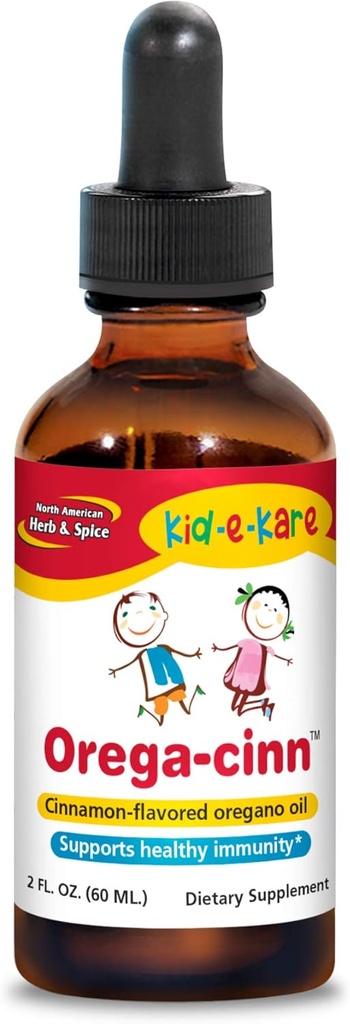 Nordamerikanske Herb & Spice Kid.e.Kare Orega-Cinn, Cinnamon Flavor - 2 fl. oz. - Great-Tasting Immune Support - Soothes Mucus Membranes - Wild Oregano Oregano Oil - Non-GMO - 120 Total Services