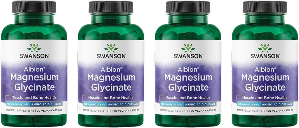 Swanson Chelated Manesium 133 triệugrams 90 Capsules (4 Pack)