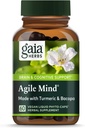 Gaia Herbs Agile Mind - Brain & Cognitive Support Herbal Supplements - с органическим корнем куркумы, бакопой, черным перцем и гинкго билоба - 60 веганских жидких фитокапсул (30-дневный запас)