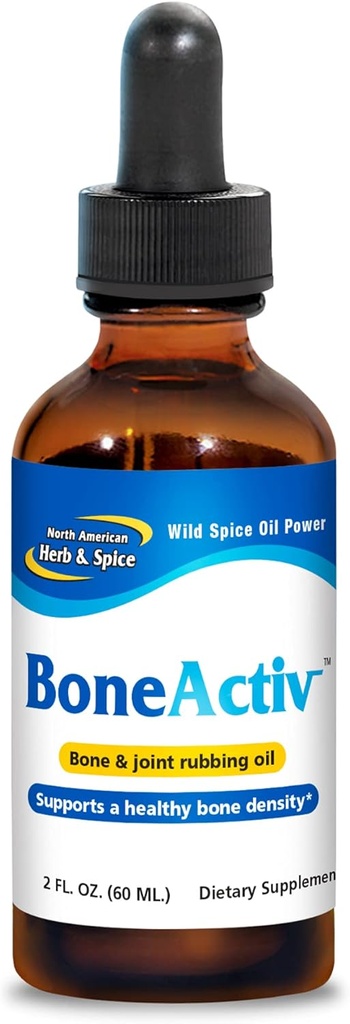 North American Herb & Spice BoneActiv - 2 fl. oz. - Bone & Joint Rubbing Oil - Hezur osasuntsuak onartzen ditu - Ez-GMO, Vegan - 346 Zerbitzu