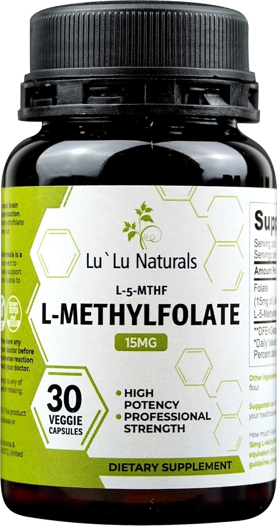 Lu 'Lu Naturals L Metilfolát 15mg aktivált metil folát, folsav, 5- MTF 30 Veggie Caps