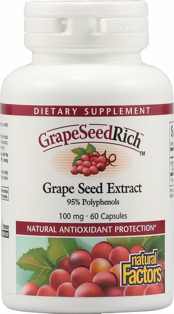 Natuurlijke factoren - Grape SeedRich Grape Seed Extract, Antioxidant Ondersteuning, 60 Vegetarische Capsules