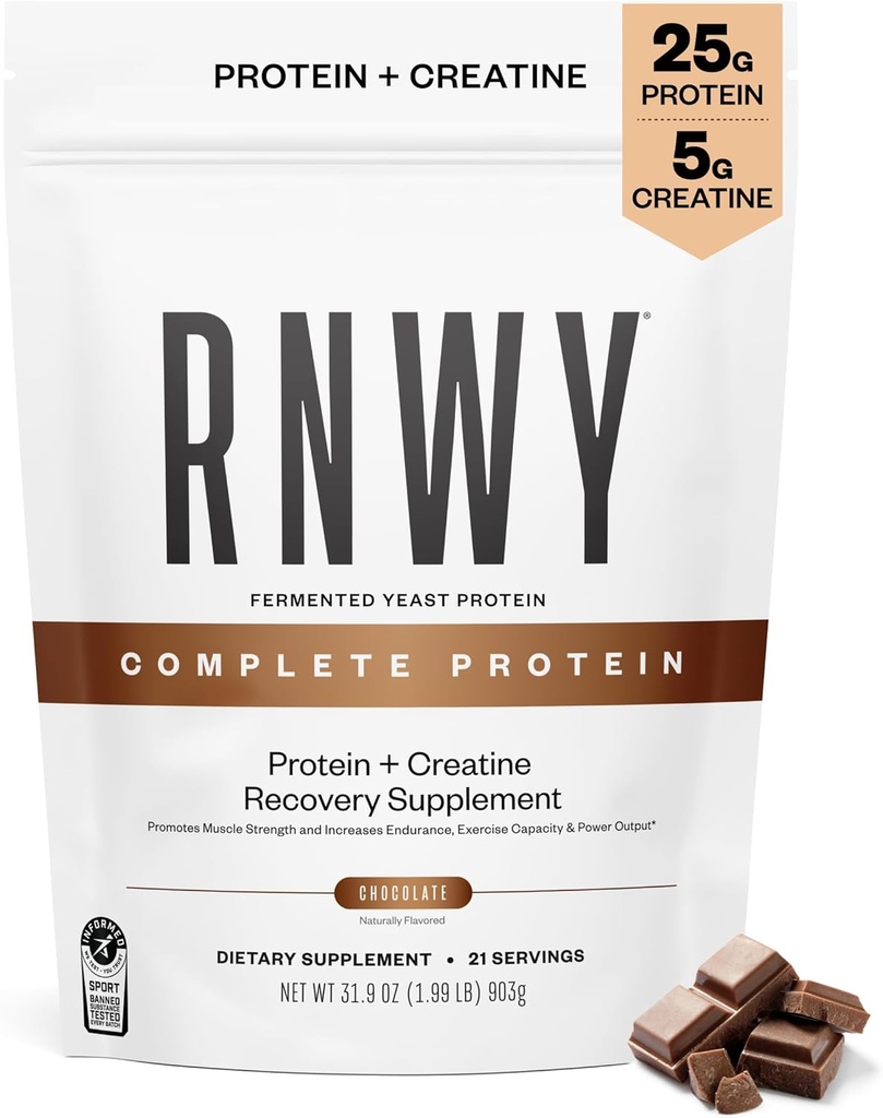 25g Chocolate Protein + 5g Creatine Powder, Vegan Plant-Based Protein with Digestive Enzymes to Build ' Recover, 21 Servings