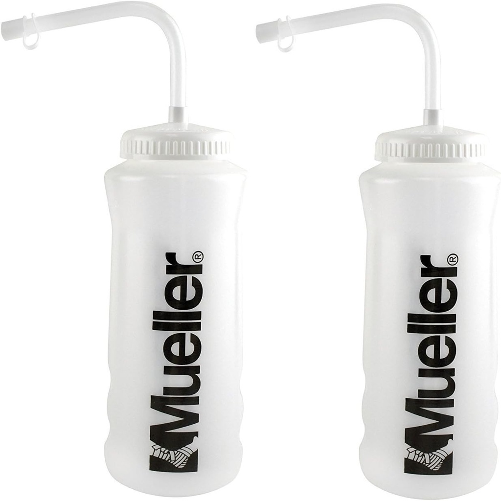Mueller Quart Bottle w/Straw, Natural Color w/Black Letters (2-Pack)