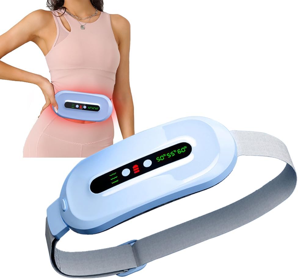 Tragbare Cordless Heizkissen für Periodenkramps,Fast Heizkissen mit 3 Wärmestufen und 3 Massagemodi,Back Pain Relief Menstrual Belt für Damen (blau)