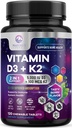 Vitamin D3 K2 - 5000 iu Vitamin D3 & 100 mcg Vitamin K2 (MK-7) per Serving - Calcium Absorption, Bone & Heart Health Support - Berry Chewable, Gluten Free, Non-GMO, Bottled in USA - 120 Tablets