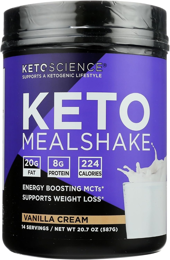 Keto Science Vanilla Cream Ketogen Meal Shake diétás kiegészítés, Paleo Friendly, 20.7 Ounces (1-es csomag)