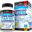 Triple Strength Omega 3 Fish Oil 3000mg - High Potency Omega 3 Supplement for Women and Men, Burpless Lemon Flavor Fish Oil - 2250mg Essential Fatty Acids with DHA & EPA, Wild Caught, 180 Softgels