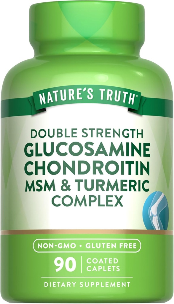 Naturens Sanning Glukosamin Chondroitin MSM Complex | 90 Caplets | med gurkmeja | Dubbel styrka | Non-GMO & Gluten fri tillägg