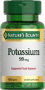 Potasium Nature Bounty 99mg, Mendukung Keseimbangan Fluid dan Aktivitas Otot, Terlibat dalam Fungsi Jantung Normal, Tambahan Diet Potasium Gluconate, Gluten Bebas, 1 Per Hari, Kapt 100 Vegetarian