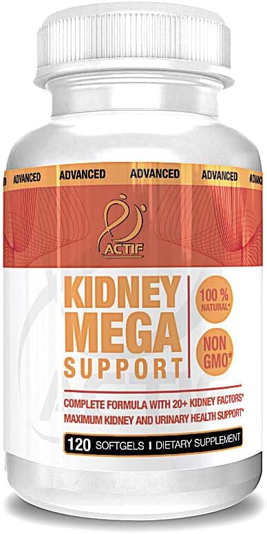 Поддержка Actif Kidney Mega с 10 + расширенными факторами, повышает здоровую функцию почек, очистку почек, не-ГМО, быстрое действие, сделано в США, 120 граф