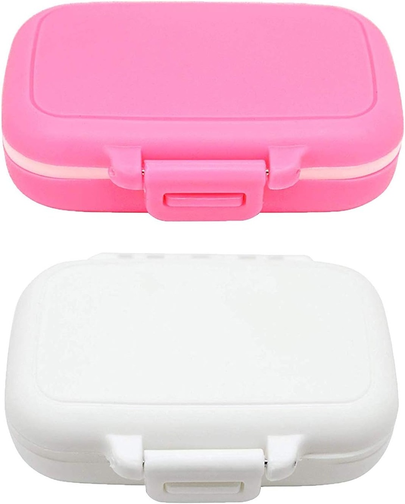 Kleine pil Box Supplement Case voor Pocket of Portemonnee - 3 Verwijderbare Compartments Travel Medication Carry Case - Daily Vitamine Organizer Box (Pink+White)