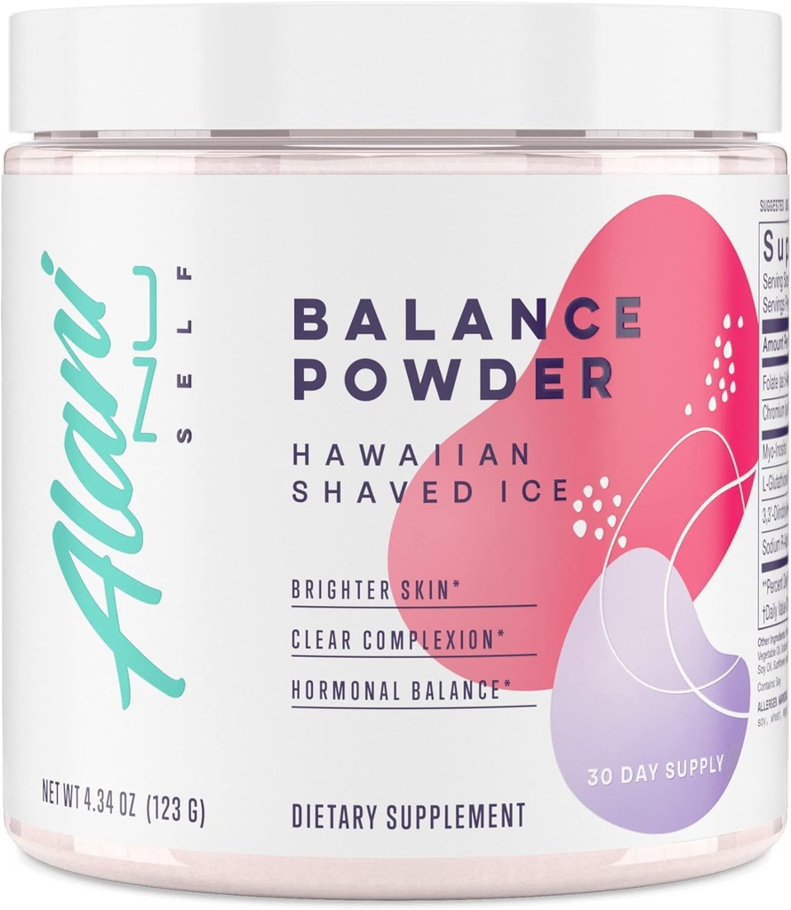 Alani Nu Balance Powder Hawaiian Shaved ICE | Supplement for kvinner | Hormonell støtte | Vekthåndtering og klar kompleks | Glutenfri | Vegansk | Sukkerfri | 30 Services