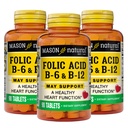 MASON NATURAL Heart Formula B6/B12/Folic Acid Tablets, Dietary Supplement Supports Cardiovascular Health, Red Blood Cell Formation, Metabolic Function, 90 Count (Pack of 3)